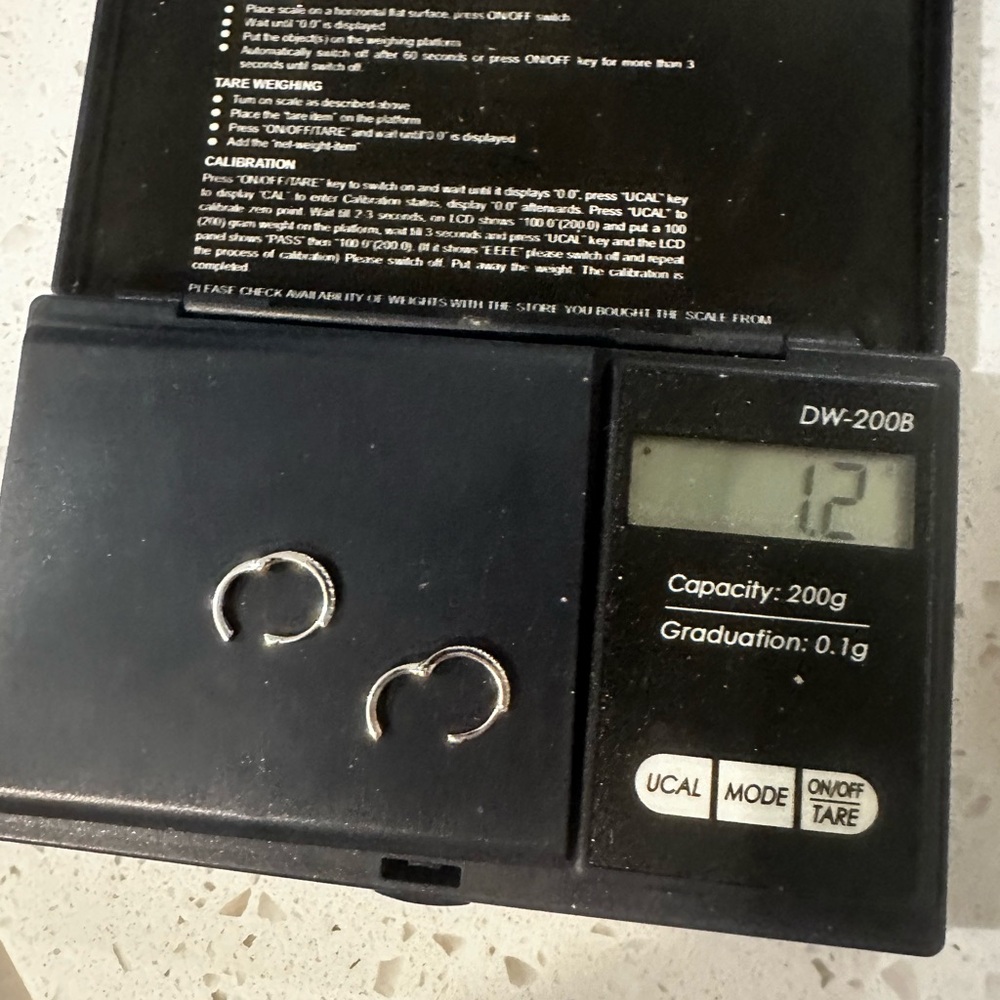 ****sold***14k white gold natural diamond hoops